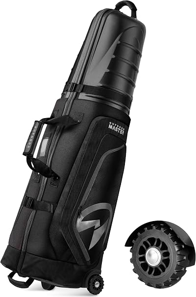 OutdoorMaster Golf Travel Bag for Airlines with Wheels Hard Case Top Rock Black