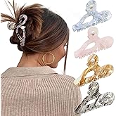 4Pcs Bow Hair Claw Clips for Women - Large Acrylic Non-Slip Hair Clips, Strong Hold Hair Grip for Thick Hair, Cute Bow Butterfly Hair Accessories