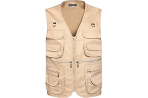 LISUHEPEAL Men’s Fishing Vest Summer Outdoor Work Safari Travel Photo Vest with Multi Pockets