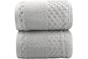 YTYC 35x70 Inches Bath Sheets Towels 100 Percent Cotton Extra Large Bath Towels for Adults 600GSM Super Absorbent Soft Luxury Bathroom Towels (Grey, 2 Piece)