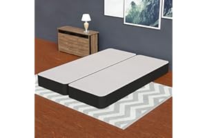 Zutan, 8-Inch Fully Assembled Traditional Foundation, Sturdy Fabric Paneled Strong Split Wooden Frame, Durable Bedding Mattress Box Springs, King, Black