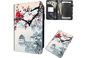 MXFDEGF Server Book for Waitress,Waiter Book Server Wallet Fit Serving Aprons, PU Leather with Zipper and 7 Large Pockets Pen Holder for Checks Pen Holder Personal Organizer Wallet,Watercolor Sakura
