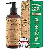 Soena Aloe Vera Gel Organic - FROM PURE ALOE LEAF JUICE - Vegan | 100% Natural & Unscented - Certified Organic - Made in Germany - Moisturizer - For Face, Skin, Hair, Sunburn relief