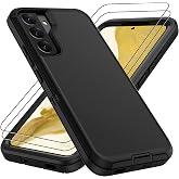 Pilaru for Samsung Galaxy S22 Case : 14FT Military Grade Drop Protection &amp; Anti-Slip Design S22 Phone Case with 2Pc HD Screen Protector,Shockproof/Dustproof/DropProof Protective Case for S 22-Black
