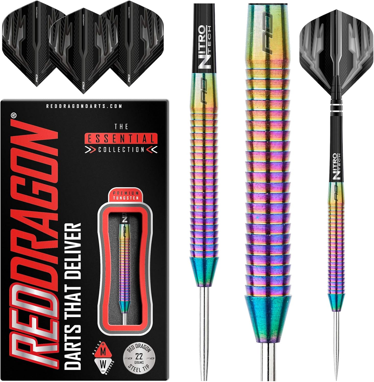 RED DRAGON Razor Edge Spectron 22g - Tungsten professional steel darts Set including flights and shafts, Multi-coloured