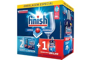 Kit 2 Detergentes Lava Louças Finish Powerball 13 tabs + 1 Finish Secante 250ml