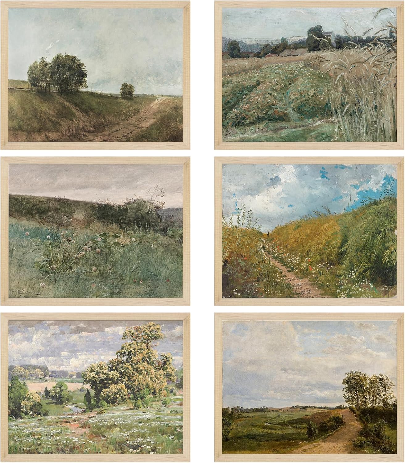 Posters & Prints - Bluetit Vintage Wall Art Country Landscape Art Print Vintage Landscape Oil Painting Spring Meadow Landscape art Antique Farmhouse Prints Unframed Art Prints 8x10