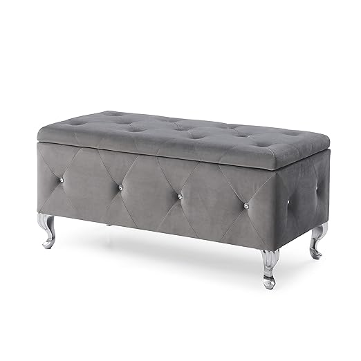 Amazon.com: Christies Home Living Crystal Tufted Storage Bench (Grey