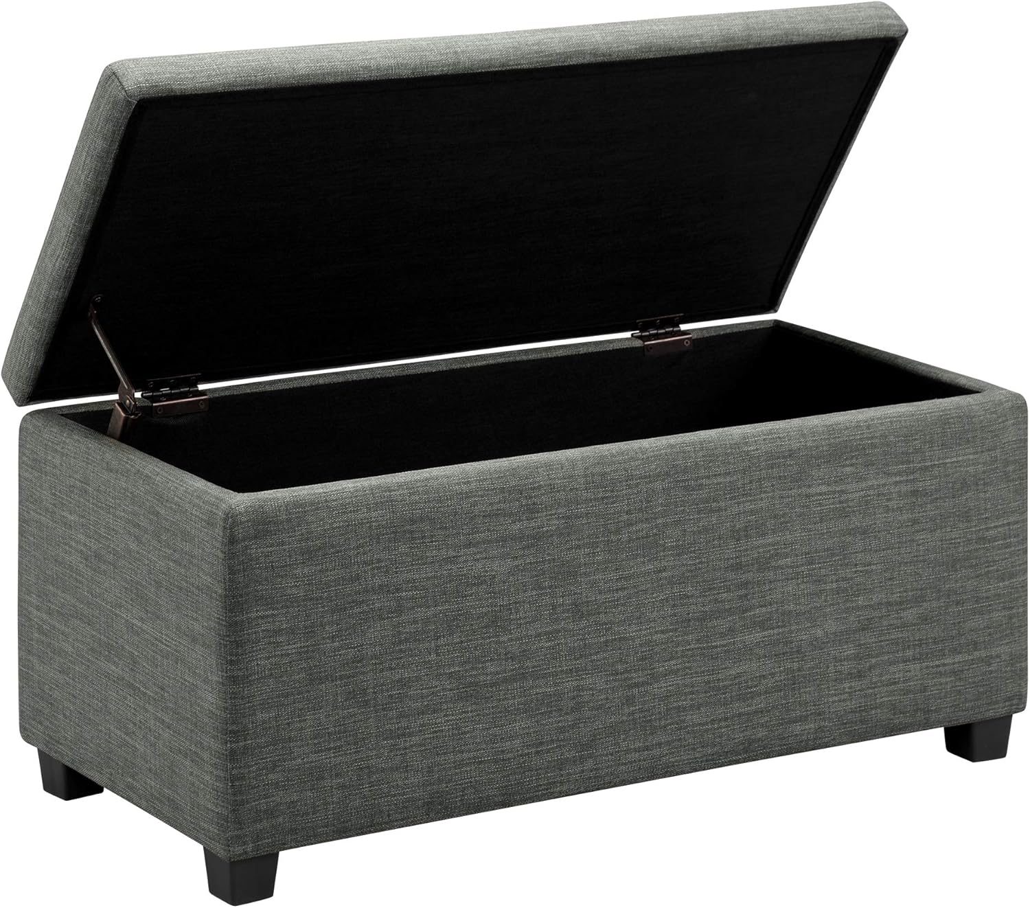 Basics 35.5"L Storage Bench Ottoman, Charcoal: Kitchen & Dining