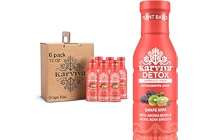 KARVIVA Organic Detox Juice 100% Real Sprout & Berry Juice – Ancient Remedy, Users Proven for Digestive & Liver Health, Allergy Relief & Skin Radiance, Antioxidants & Prebiotic Fiber, Low Glycemic Index, - 6 BPA-Free Bottles (12 fl oz each)