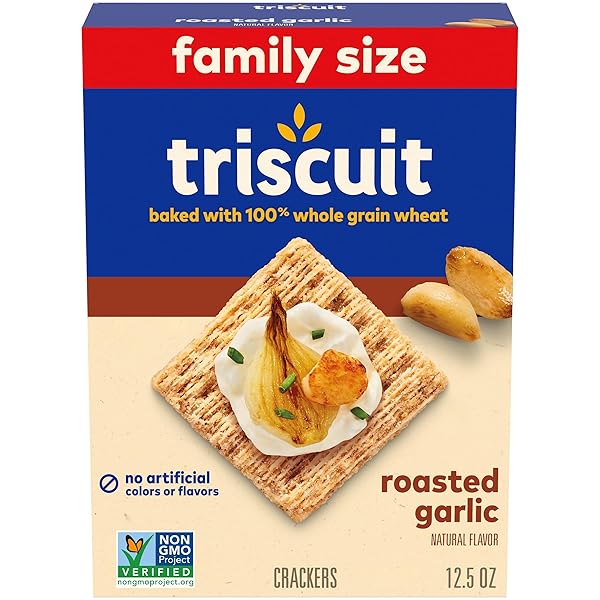 TRISCUIT ROASTED GARLIC WHOLE GRAIN WHEAT CRACKERS, SNACK...