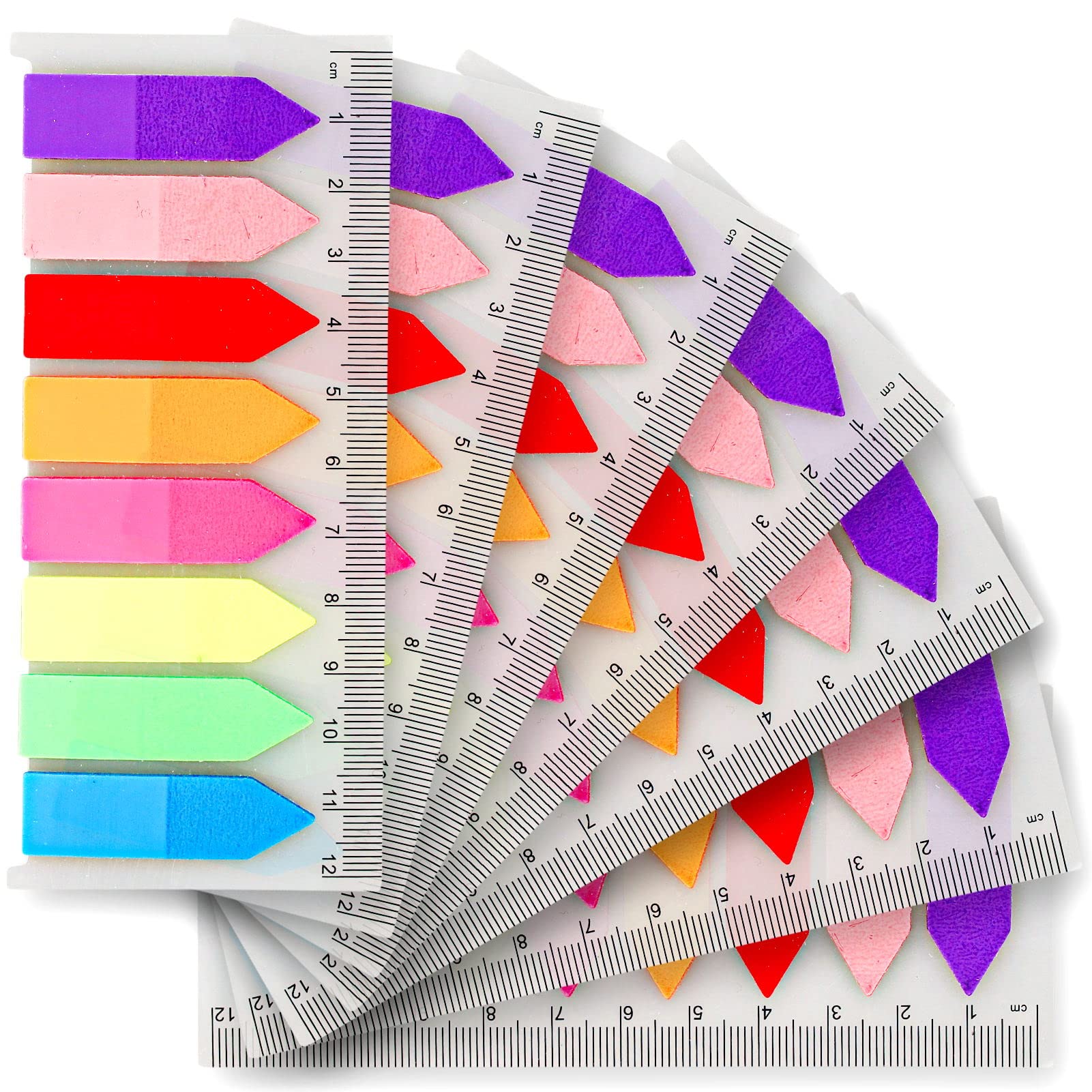 7 Pack Index Tabs with Ruler (Total 1120 Pcs), Writable Sticky Notes, Translucent Book Annotation Page Markers for School Office