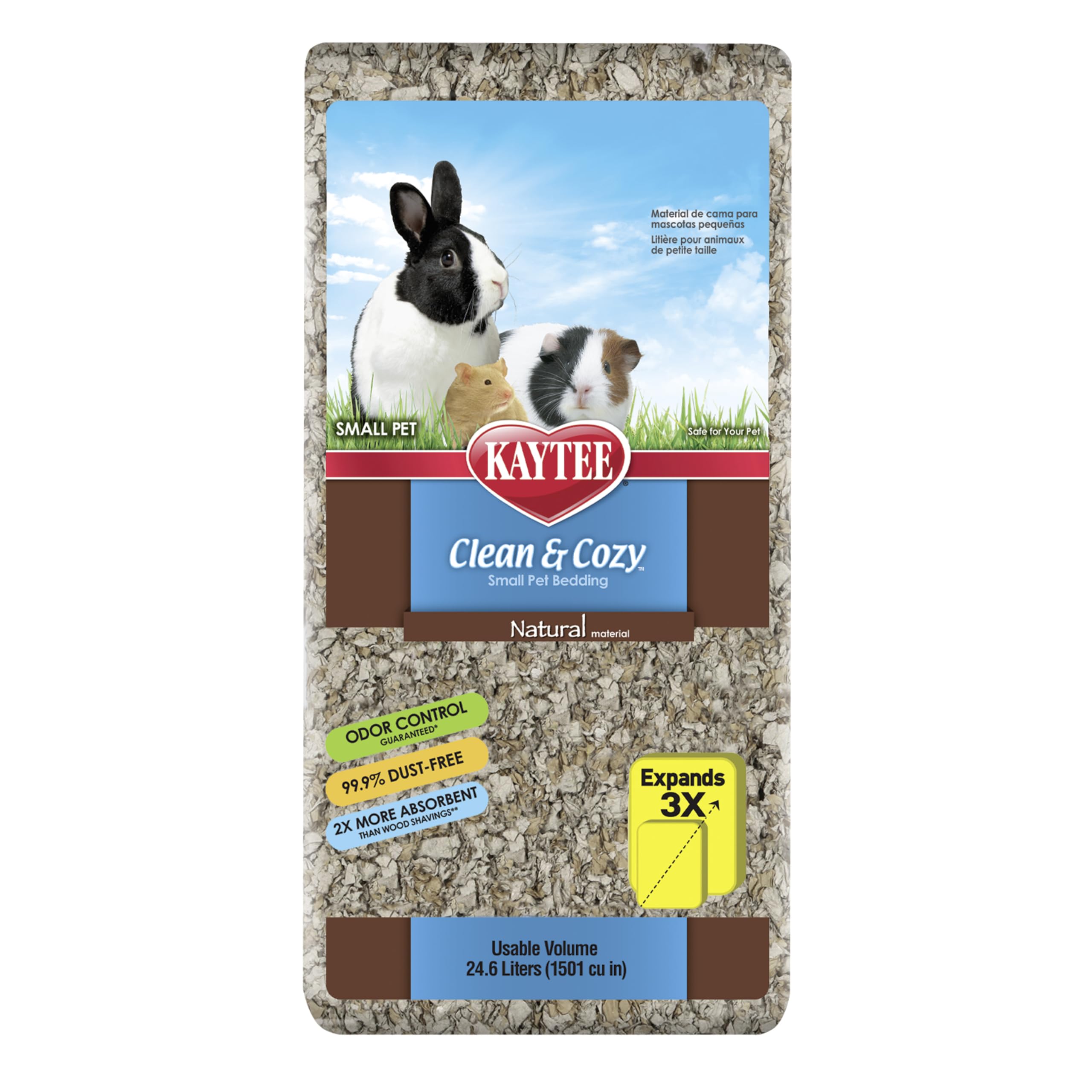Kaytee Clean & Cozy Super Absorbent Paper Bedding for Cages, Hamster, Gerbil, Mice, Rabbit, Guinea Pig, 24.6 Litre, Natural