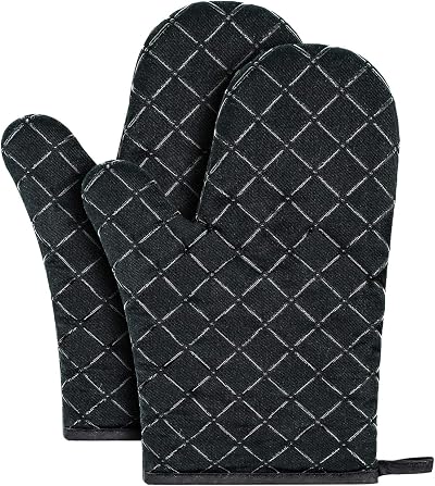 Ankier Oven Gloves Heat Resistant Silicone Non-Slip Black 1 Pair