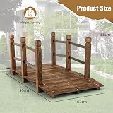 TANGZON 1.5M Wooden Garden Bridge with Safety Railings, Brown view 9