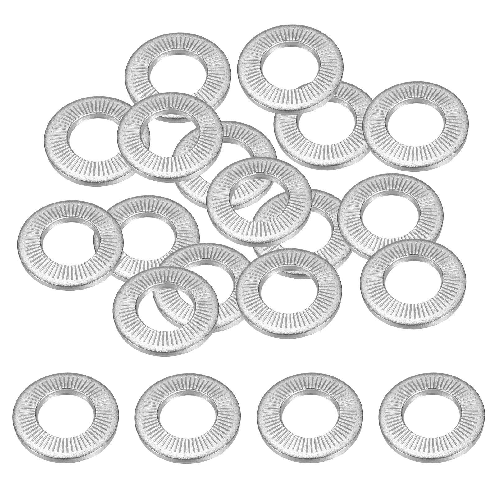 PATIKIL 304 Stainless Steel Flat Washers, 10 Pack M16x32mm Belleville Spring Disc Washer Conical Knurled Metric Gasket for Automotive Industrial Construction