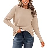 BTFBM Fall Sweaters for Women 2025 Casual Long Sleeve Sweater Striped Loose Fit Pullover Tops