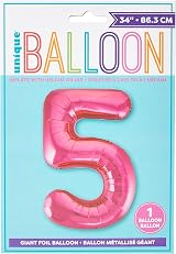 Unique Pink Number 5 Large Foil Balloon 86cm Birthday Party Decor view 2