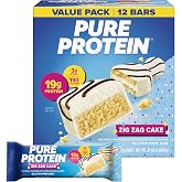 Pure Protein Zig Zag Cake Protein Bars, 19g Protein, Gluten Free, 12 Ct | 3g Sugar, 190 Calories, Low Sugar* High Protein Snack