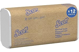 Scott Professional Universal Multifold Paper Towels, Bulk (58091), Absorbency Pockets, White, 9.2"x9.4" Towel, White, Compressed, Compact (250 Sheets/Pack, 12 Packs/Case, 3,000 Sheet Total)