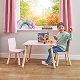 Liberty House Toys Kids Pink and Pinewood Table and 2 Chairs Set view 3