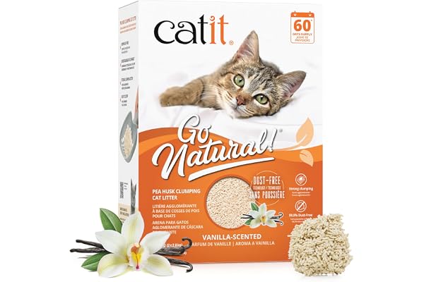 Catit Go Natural Pea Husk Clumping Cat Litter, Tofu, Vanilla 5.6 kg, Dust Free & Lightweight Cat Litter, Easy to Scoop Litier