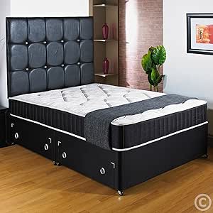 Hf4you New Ortho Black Deep Acolchado diván Cama – 121,92 cm Doble