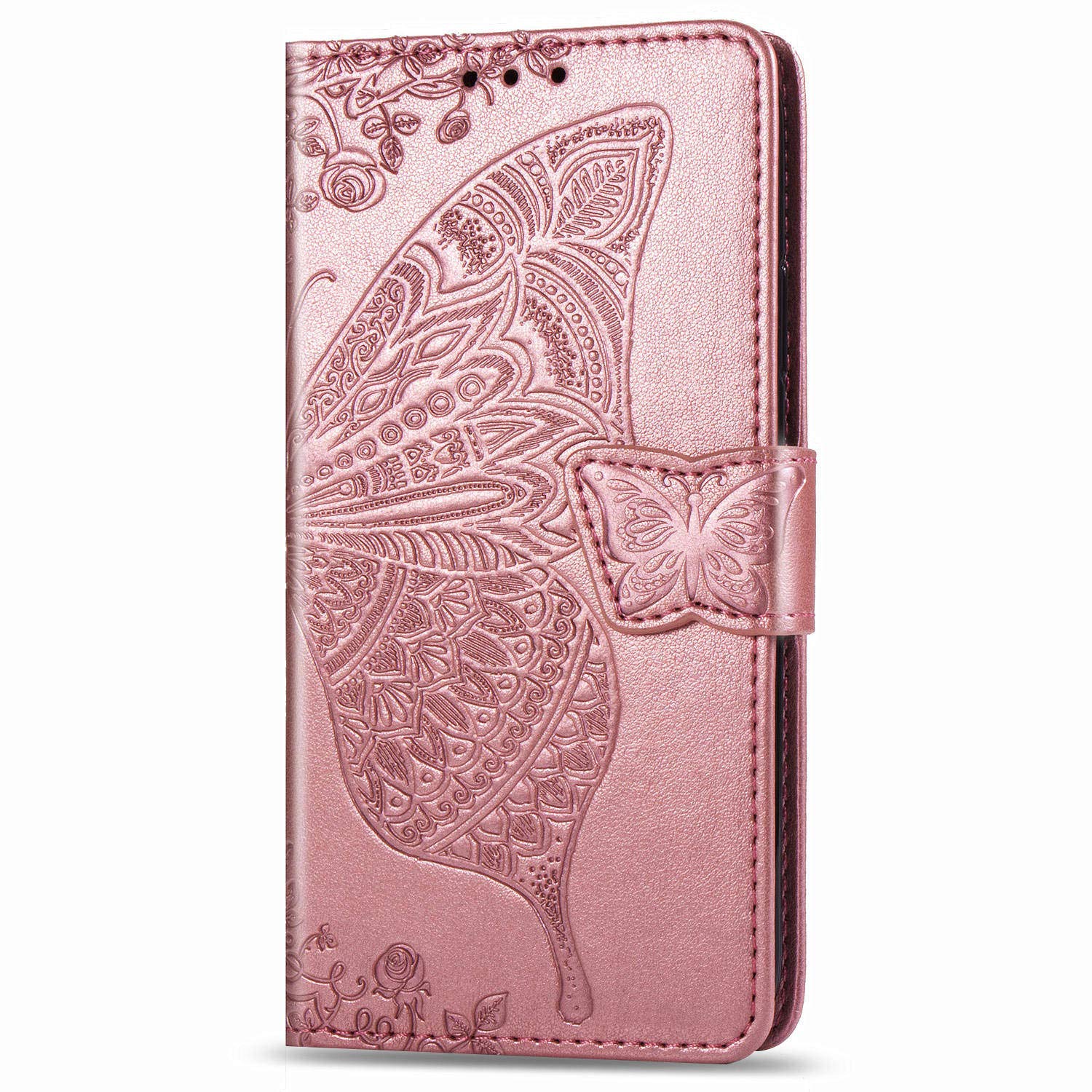 Thoankj Sony Xperia L4 Case PU Leather Flip Notebook Slim Fit Wallet Phone Case Cute Butterfly with Kickstand Soft TPU Gel Bumper Folio Shockproof Protective Cover for Sony Xperia L4 Rose Gold