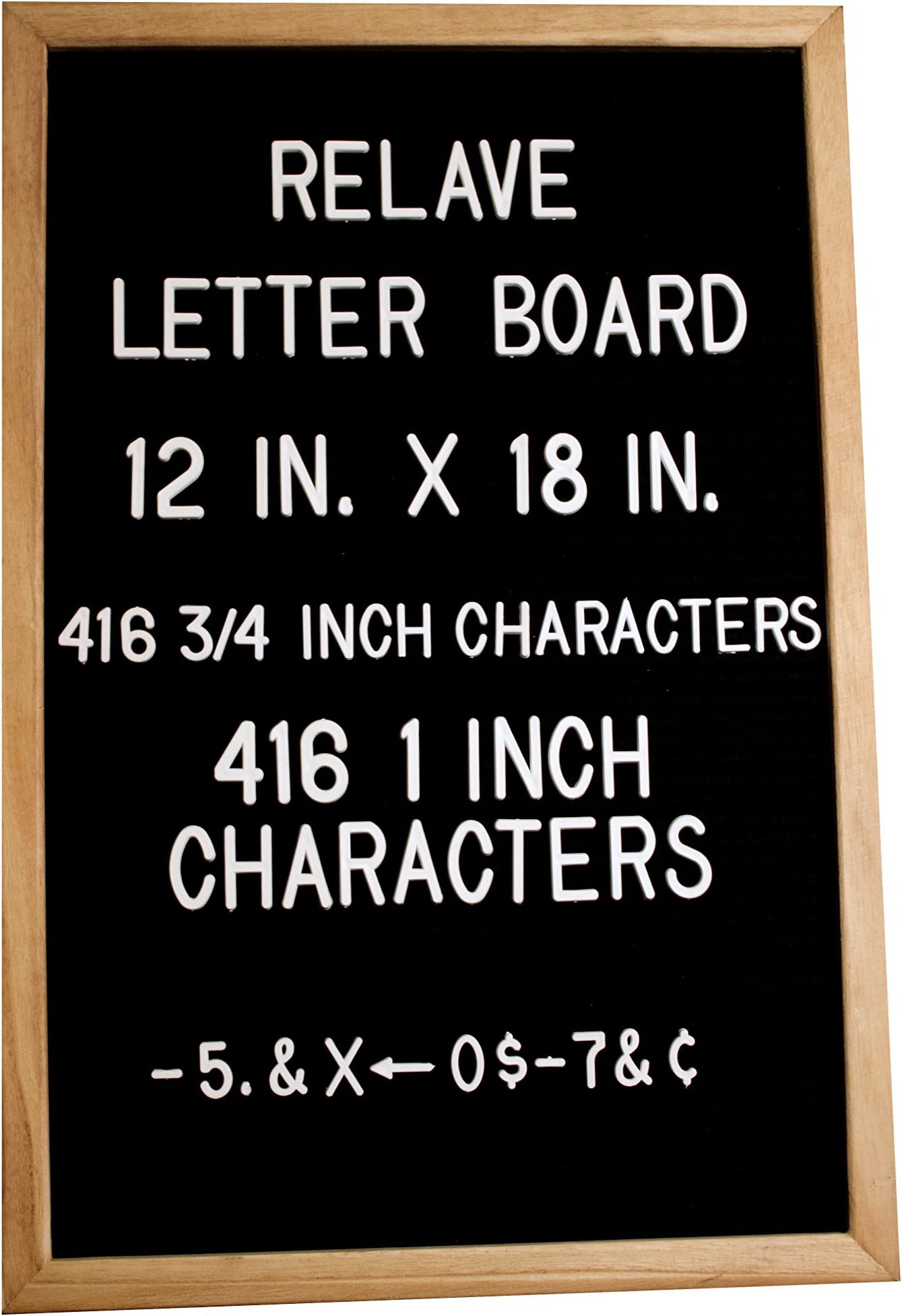 Changeable Black Felt Letter Board by Relave- 12" x 18", Natural Oak Wooden Frame, 416 3/4" and 416 1" White Letters, Great for Any Occasion