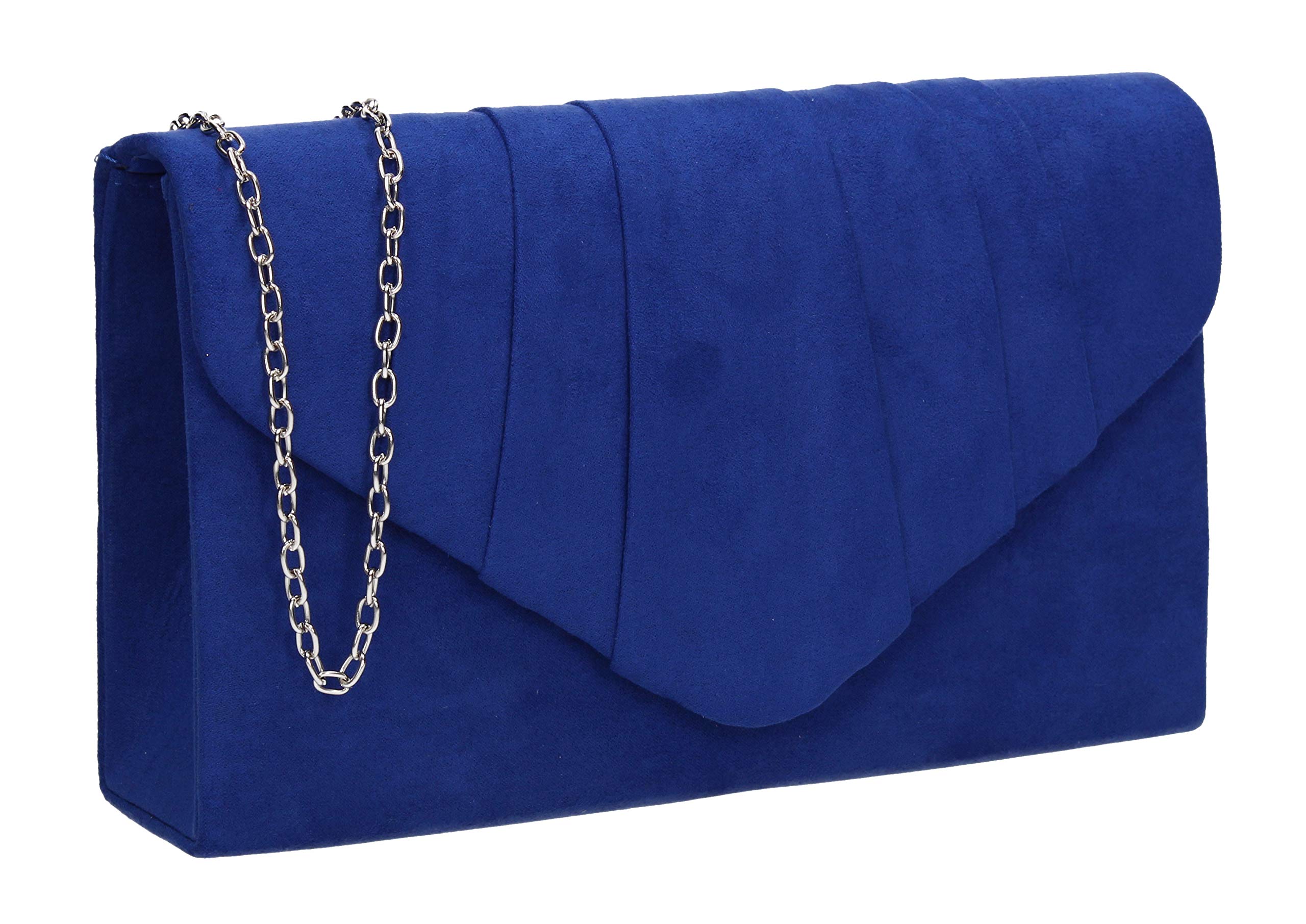 Swanky Swans Women's Iggy Suede Velvet Envelope Party Prom Clutch Bag Clutch Blue (Royal Blue) ,5x13x22 cm (W x H x L)