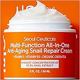 SeoulCeuticals Snail Mucin Moisturizer 97.5% - Korean Skin Care Snail Repair Cream - Day & Night Anti Aging K Beauty Skincare Cruelty Free 2oz