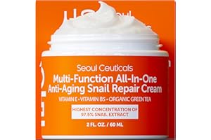 SeoulCeuticals Snail Mucin Moisturizer 97.5% - Korean Skin Care Snail Repair Cream - Day & Night Anti Aging K Beauty Skincare Cruelty Free 2oz