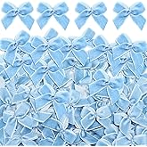 Waydress 120 Pcs Tiny Mini Christmas Velvet Bows for Crafts Xmas Twist Tie Bows Ribbon Bowknot Christmas DIY Craft Sewing Scrapbooking Gift Wrapping(Blue,1 Inch)