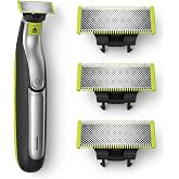 Replacement Blades Compatible with OneBlade Trimmer, 3 Pack Stainless Steel Dual Edge Blades for Precision Grooming
