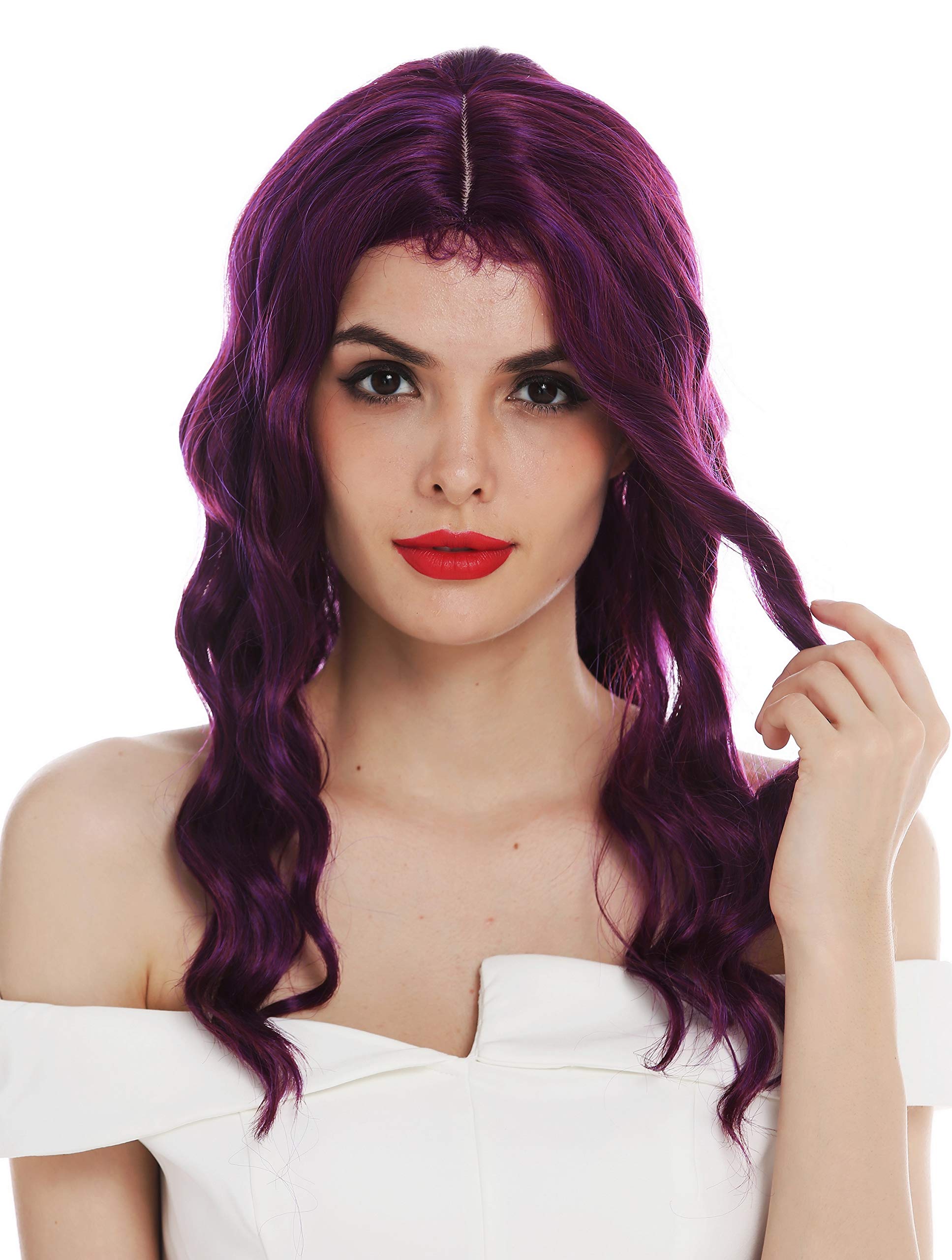 WIG ME UP - VK-9-PU2155 wig women's wig long wavy middle parting with hair line purple red highlights