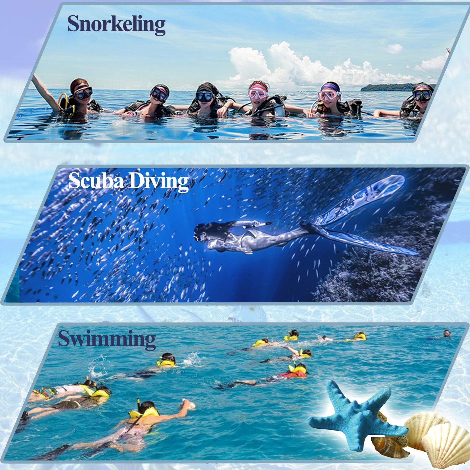 QTECLOR Snorkel Mask Set Snorkeling Gear–Dry Snorkel Set and Mask Kids Adults Anti Fog 180 Degree Seaview with Mesh Bag, Scuba Diving Swimming Training Equipment Youth Junior Men Womens : Sports & Outdoors