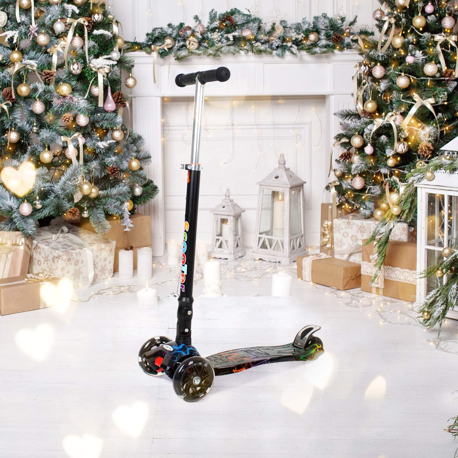 Scooter for Kids, 3 Wheel Kick Scooter for Toddlers Girls & Boys, 3 Adjustable Height, Lean to Steer with PU LED Light Up Wheels, Toddler Scooter with Flashing Led Light Up Wheels