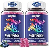 Magnesium 12 in 1 Complex, Magnesium Complex Gummies 500mg Supplement for Women Men, Chelated Calm Sleep Magnesium Glycinate Citrate Malate w/L-Theanine Ashwagandha Pre & Pro for Muscle & Gut, 120Ct