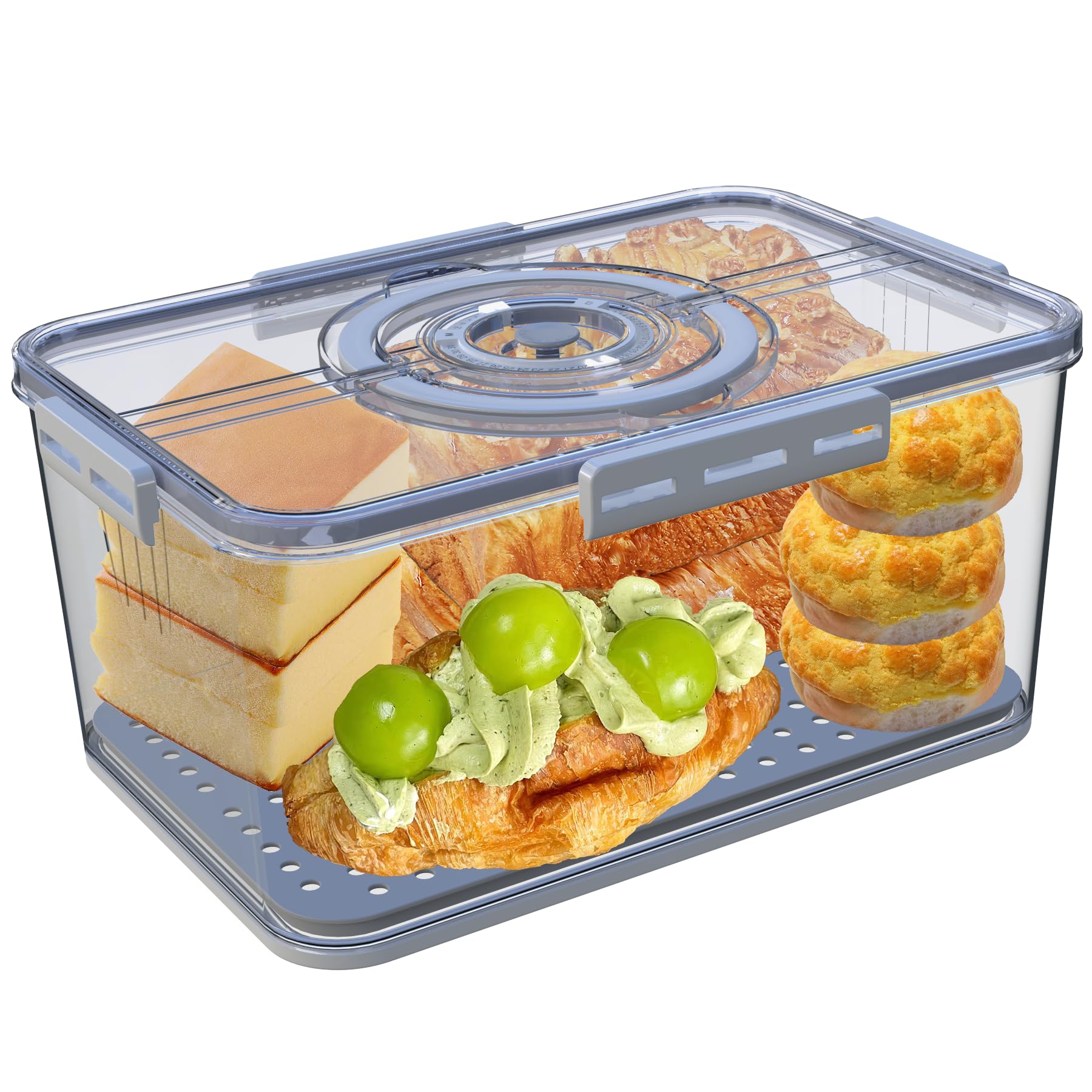 Bread Box with Lid and Handle,New Upgrade Time Recording Bread Storage ...