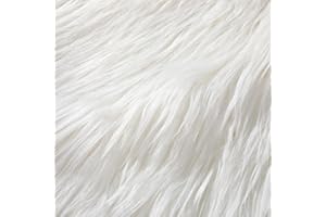 Tatuo 60 x 18 Inch White Faux Fur Fabric Halloween Fluffy Fuzzy Craft Fake Fur Cuts Shaggy Synthetic Plush Patch Sewing DIY Winter Christmas Costume Gnome Beard Miniature Dolls Rugs Mats Gift