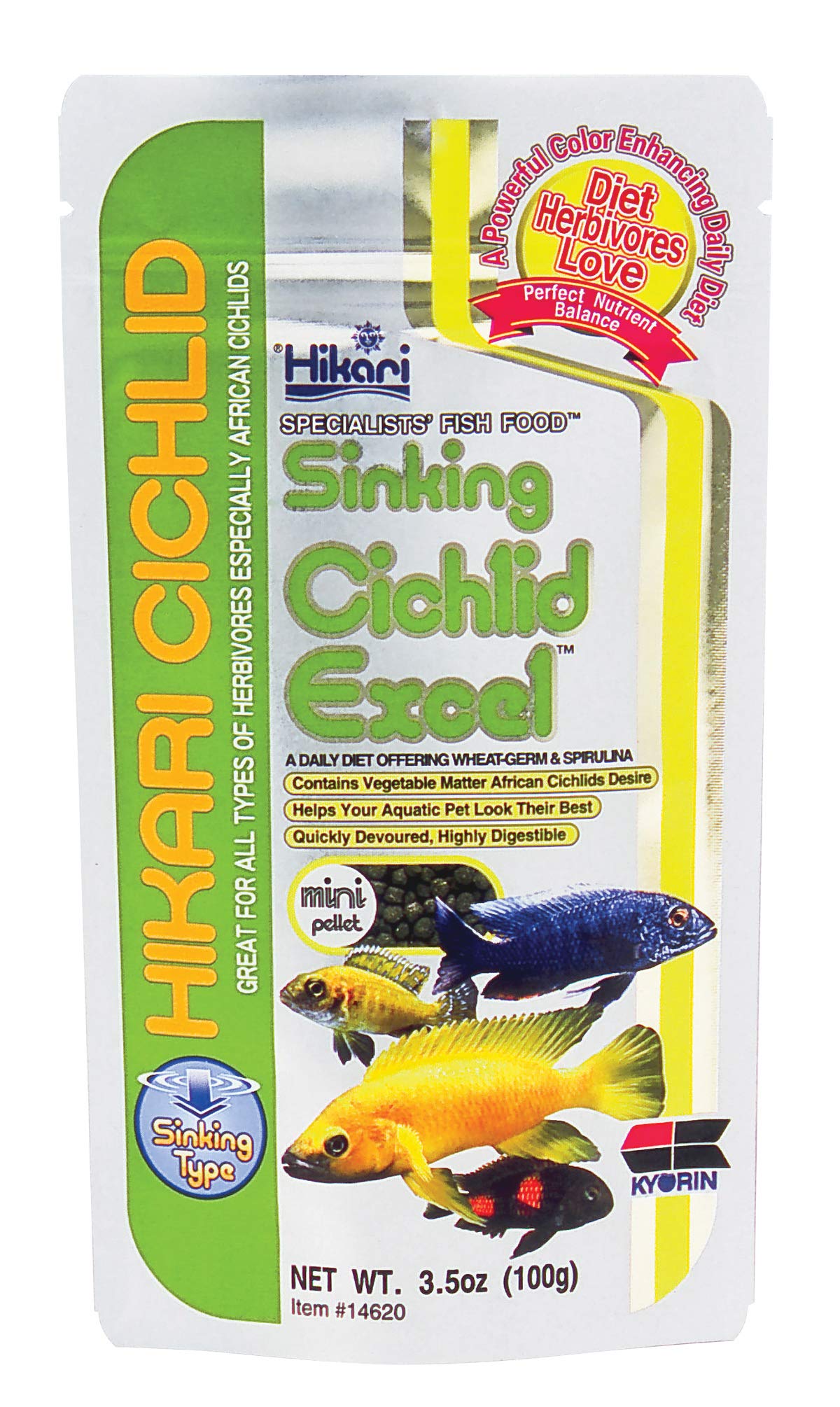 HIKARI 3.5-Ounce Cichlid Excel Sinking Pellets for Pets, Mini