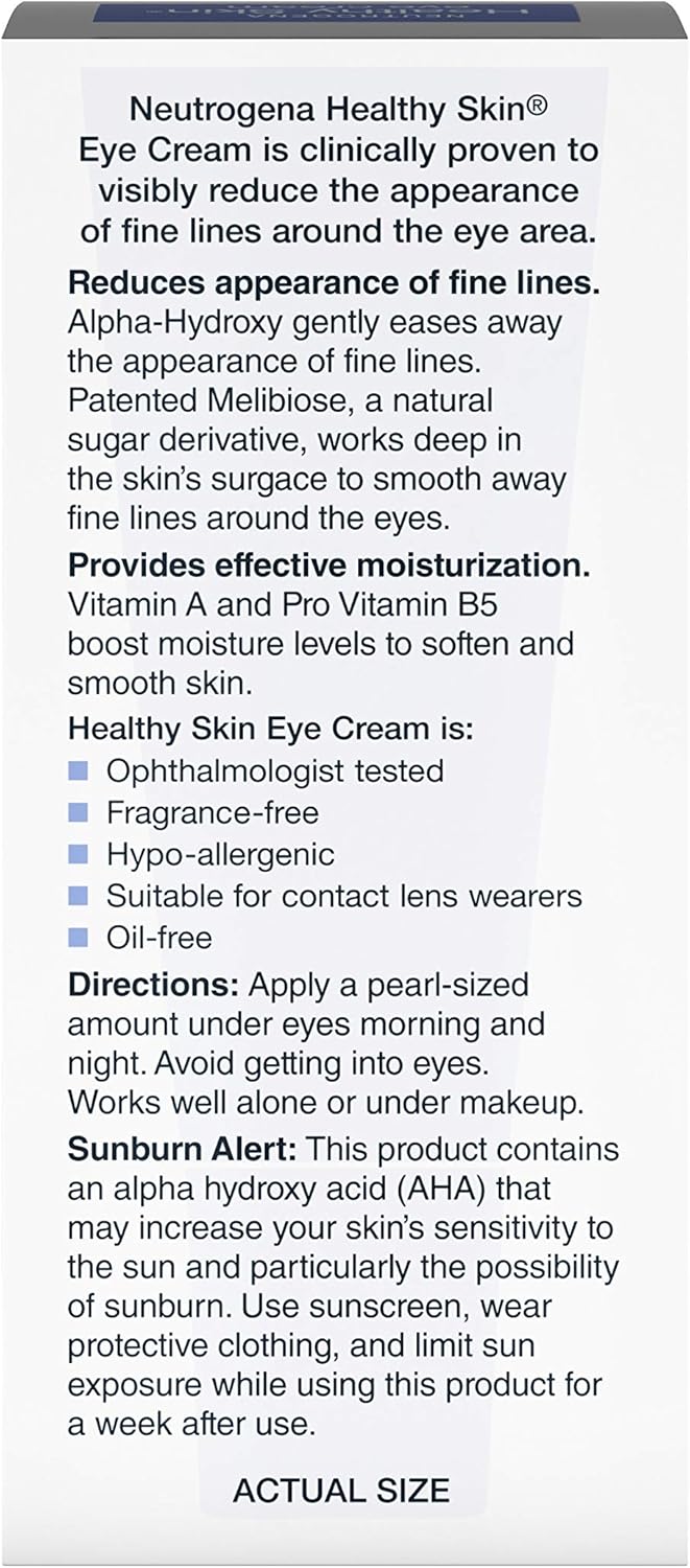 Neutrogena Healthy Skin Anti-Wrinkle Eye Cream with Alpha Hydroxy Acid (AHA), Vitamin A and Vitamin B5 - Firming Under-Eye Cream for Wrinkles and Fine Lines, 0.5 oz: Beauty