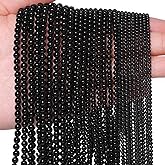 Songxi 180pcs 2mm Black Onyx Natural Round Stone Beads for Jewelry Making, Smooth Loose Small Gemstone Beads for Bracelets Necklace, Chakra Stones with Energy Power