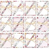 Dispowreath 36 Pcs Flower Sticky Notes Set Include 12 Floral Notepads 12 Flower Pens and 12 Ribbons Floral Memo Pads for Tea Party Party Favors Spring School Office Mother's Day Teacher Gifts