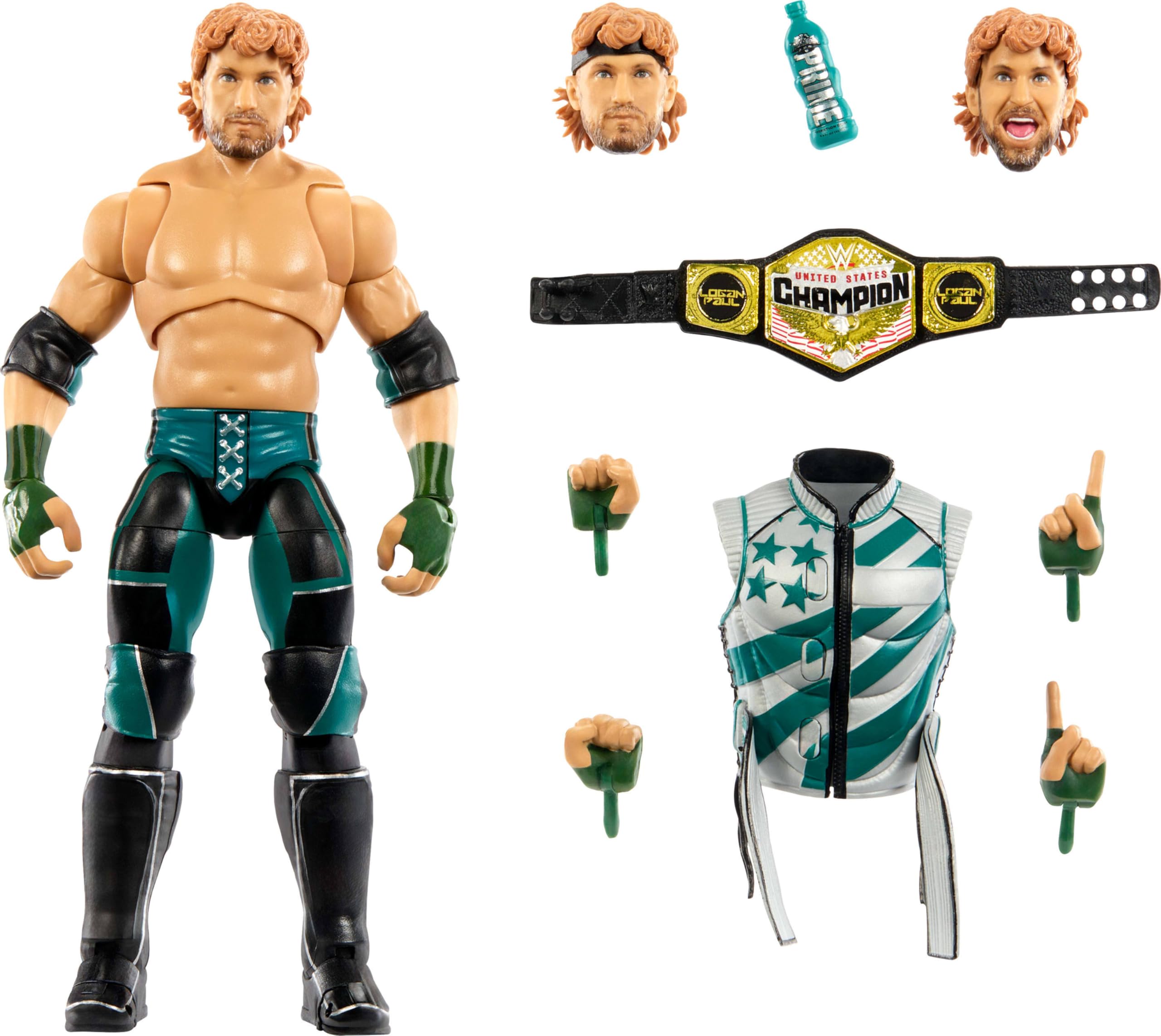 Photo 1 of Mattel WWE Ultimate Edition Action Figure & Accessories Set, Logan Paul 6-inch Collectible with Swappable Heads & Hands, 30 Articulation Points