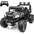 sopbost 24V 7Ah Kids UTV 2WD/4WD Switchable Ride On Car with Remote Control Battery Powered 4 Wheels Off-Road Electric Vehicles Toys for Boys Girls, EVA Wheels, Black