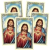 Needzo Sacred Heart Laminated Holy Card With Graduation Prayer, Religious Grad Gifts, 2⅝” x 4⅜" (Pack of 5)