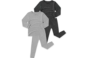 JunNeng Bamboo Viscose Pajamas for Toddler Baby, Boys Girls Solid Snug Fit Pajamas Long Sleeve Sleeper