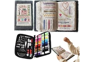 Portable All Scenario Embroidery Stitch Book Kit, 86 PCS 18-Color Thread 106 Patterns, Embroidery Books of Stitches with a Co
