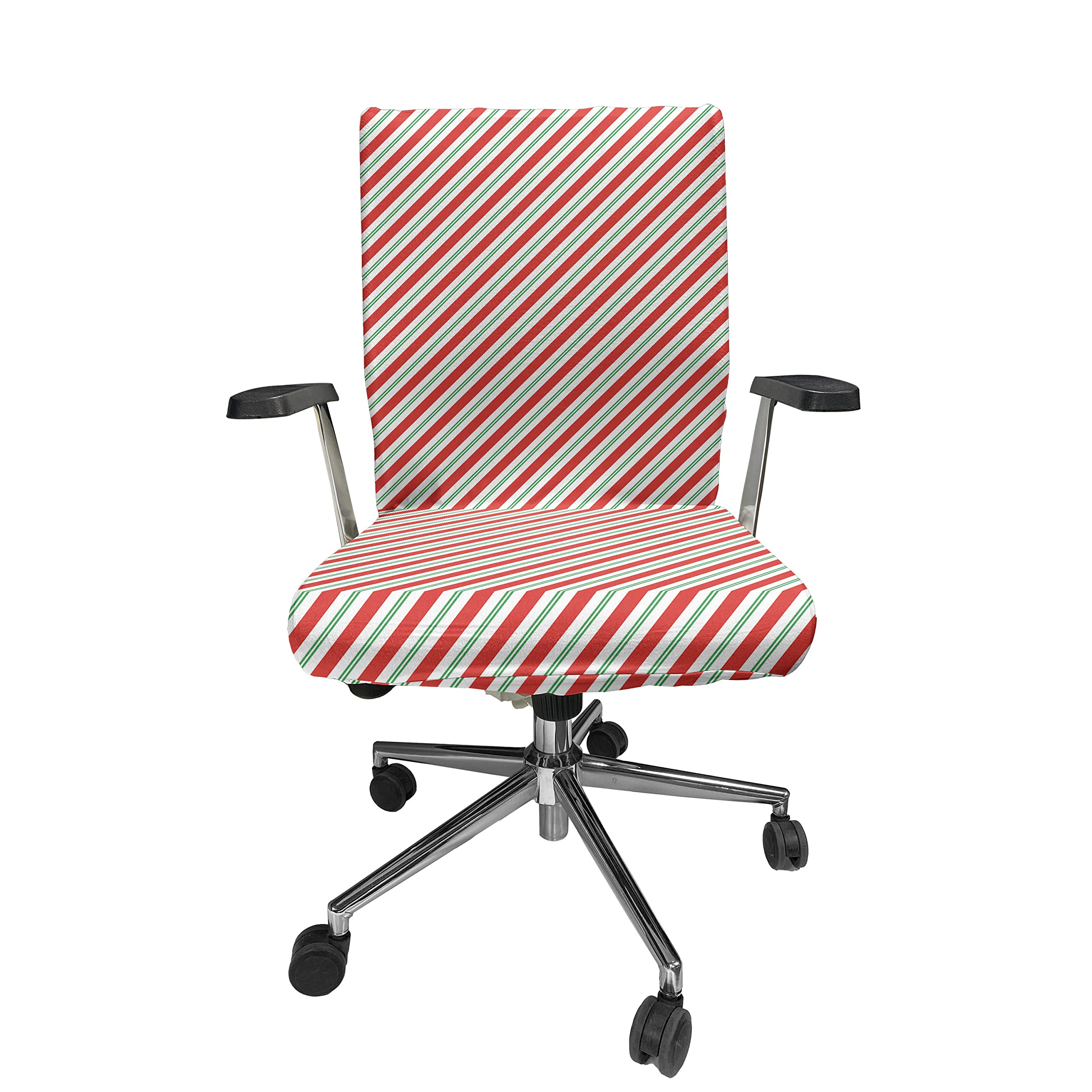 Ambesonne Candy Cane Office Chair Cover, Bicolor